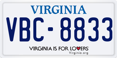 VA license plate VBC8833