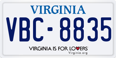 VA license plate VBC8835