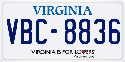 VA license plate VBC8836