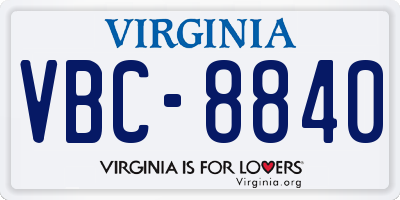 VA license plate VBC8840
