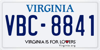 VA license plate VBC8841