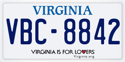 VA license plate VBC8842