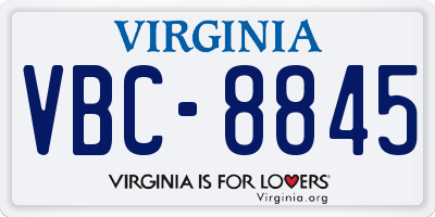 VA license plate VBC8845