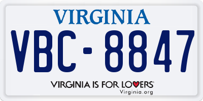 VA license plate VBC8847