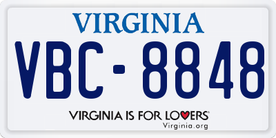 VA license plate VBC8848