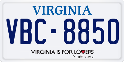 VA license plate VBC8850