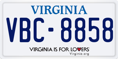 VA license plate VBC8858