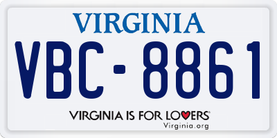 VA license plate VBC8861