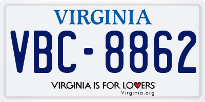 VA license plate VBC8862