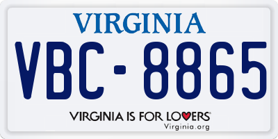 VA license plate VBC8865