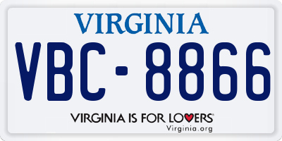 VA license plate VBC8866