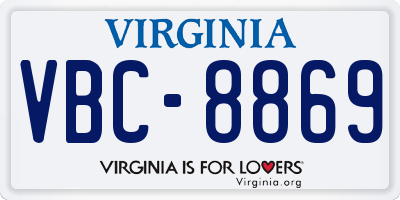 VA license plate VBC8869