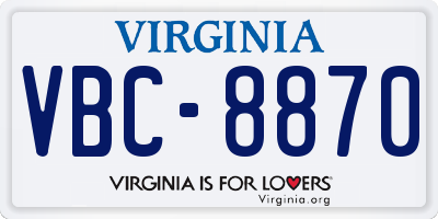 VA license plate VBC8870