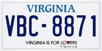 VA license plate VBC8871