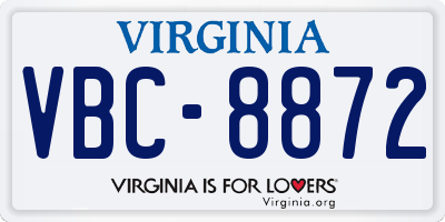 VA license plate VBC8872