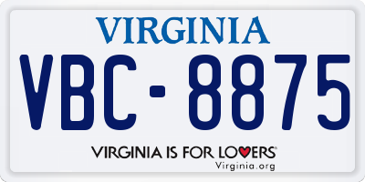 VA license plate VBC8875