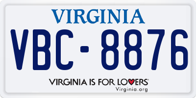 VA license plate VBC8876