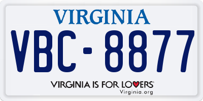 VA license plate VBC8877