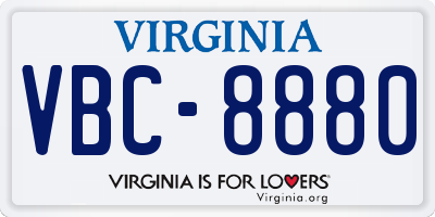 VA license plate VBC8880