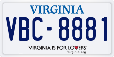 VA license plate VBC8881