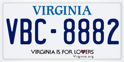 VA license plate VBC8882