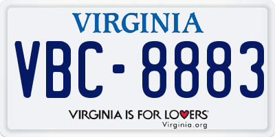 VA license plate VBC8883