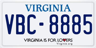 VA license plate VBC8885