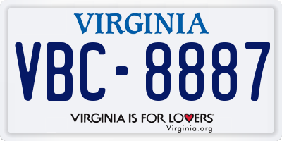 VA license plate VBC8887