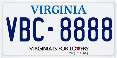 VA license plate VBC8888