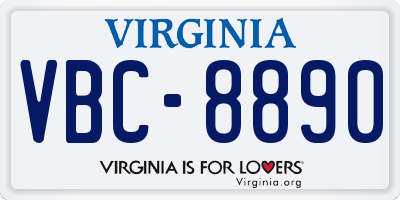VA license plate VBC8890