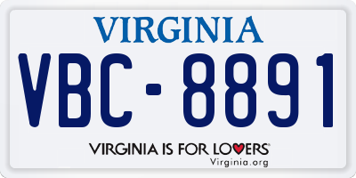 VA license plate VBC8891