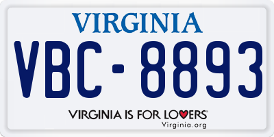 VA license plate VBC8893