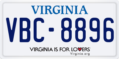 VA license plate VBC8896