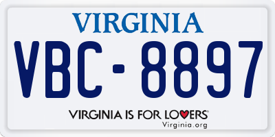 VA license plate VBC8897