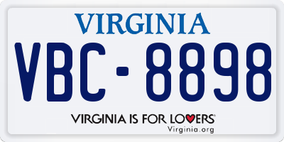 VA license plate VBC8898