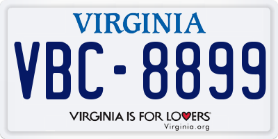 VA license plate VBC8899