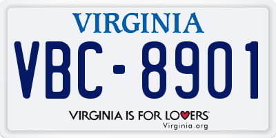 VA license plate VBC8901