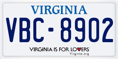 VA license plate VBC8902