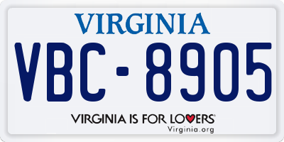VA license plate VBC8905