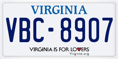 VA license plate VBC8907