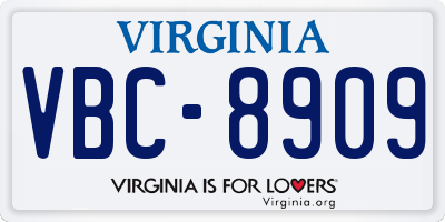 VA license plate VBC8909