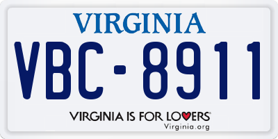 VA license plate VBC8911