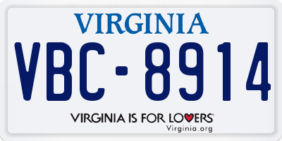 VA license plate VBC8914