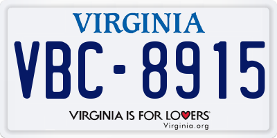 VA license plate VBC8915