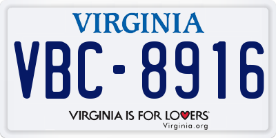 VA license plate VBC8916