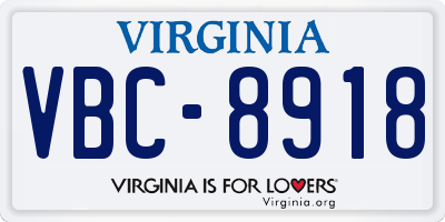 VA license plate VBC8918