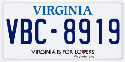 VA license plate VBC8919