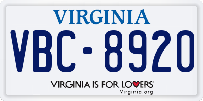 VA license plate VBC8920