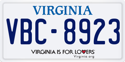 VA license plate VBC8923