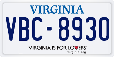 VA license plate VBC8930